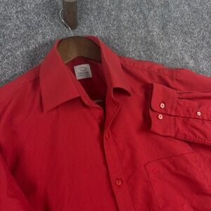 Oscar‎ de la Renta Red Dress Shirt Mens 15 32/33 Long Sleeve Button Up